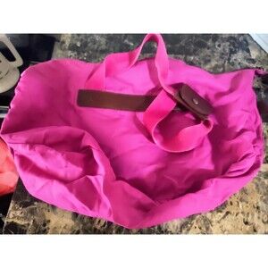 Vintage L.L. Bean Pink Nylon Tote Bag Packable Travel Beach